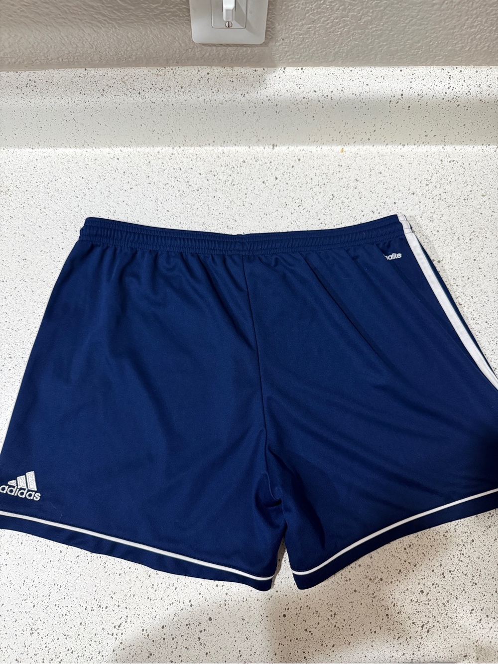 adidas Navy Athletic Training Shorts with White Trim